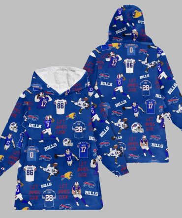2025 Bills Let James Cook Blanket Hoodie