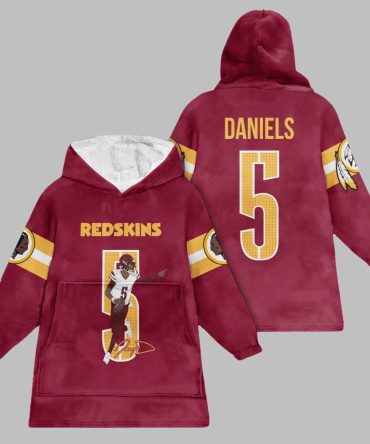 2025 Commanders Redskins Daniels 5 Blanket Hoodie