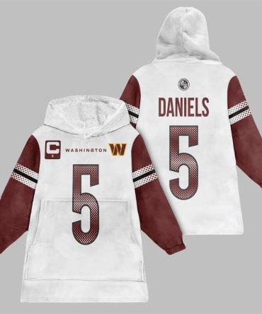 2025 Daniels 5 Washington Football Blanket Hoodie