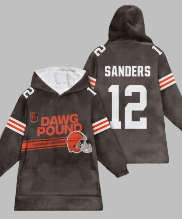 2025 Dawg Pound Browns Sanders 12 Blanket Hoodie