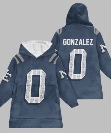 2025 Gonzalez 0 New England Football Blanket Hoodie