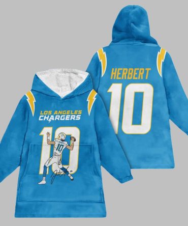2025 Herbert 10 La Chargers Blanket Hoodie