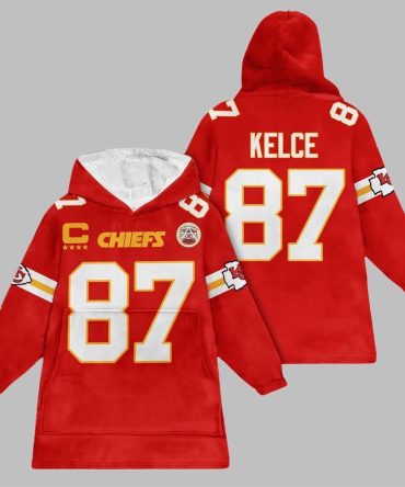 2025 Kelce 77 Captain Kansas City Football Blanket Hoodie