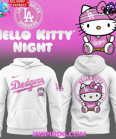 2025 Los Angeles Dodgers X Hello Kitty Special White All Over Print Hoodie