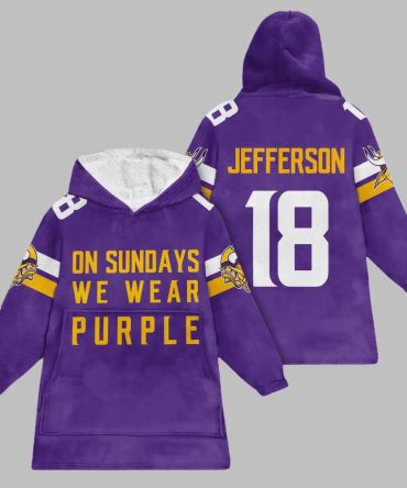 2025 Minnesota On Sundays We Wear Purple Blanket Hoodie