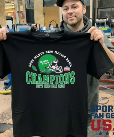 2025 New Mexico Bowl Champions North Texas Mean Green Football The Champions 2025 Isleta New Mexico Bowl Helmet T-Shirt