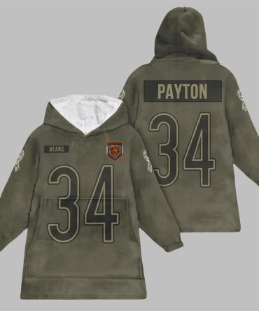 2025 Payton 34 Chicago Football Blanket Hoodie