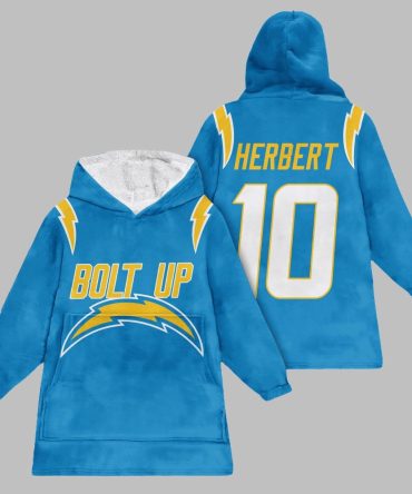 2025 Chargers Bolt Up Herbert 10 Blanket Hoodie