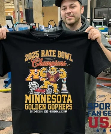 2025 Rate Bowl Champions Minnesota Golden Gophers Mascot T-Shirt