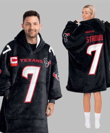 2025 Stroud 7 Captain Texans Football Blanket Hoodie