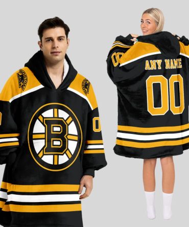 Boston Bruins Blanket Hoodie Custom Name And Number