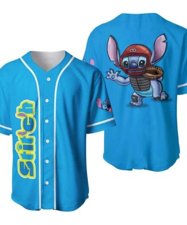 Stitch Baseball Jersey – Vibrant Blue, Fun Cartoon Design, Perfect Gift For Fans!
