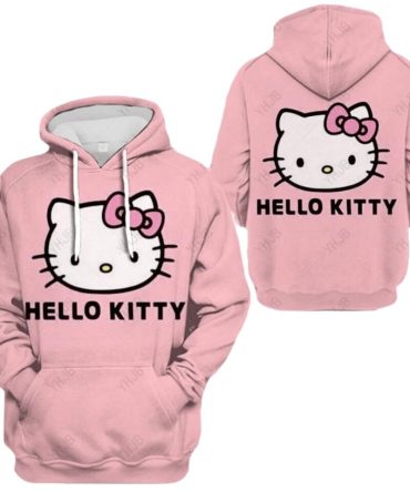 Hello Kitty Hoodie Hello Kitty Face Name Graphic Hoodie Pink Unisex
