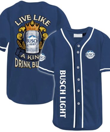 Busch Light Baseball Jersey - Live Like A King, Drink Busch - Men'S Casual Apparel