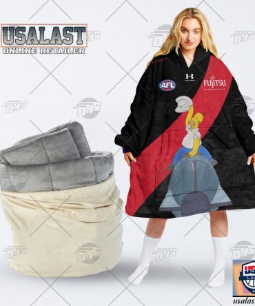 Personalised Afl Essendon Bombers The Simpsons Blanket Hoodie Hoodie Blanket