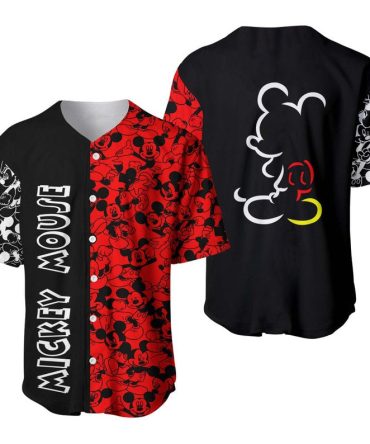 Vintage Mickey Mouse Baseball Jersey – Bold Red & Black Design For Disney Fans