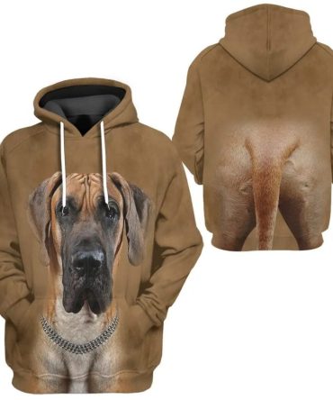 Dog Hoodie Great Dane Front And Back Hoodie Brown Unisex