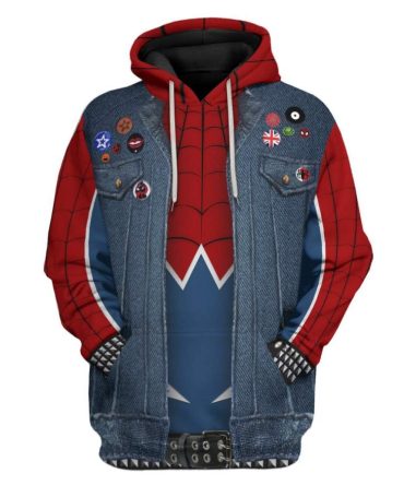 Spiderman Hoodie Marvel Spider Man Punk Suit Costume Hoodie Red Blue Unisex