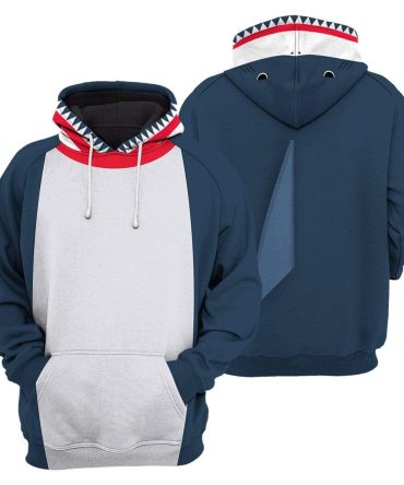 Shark Hoodie Shark Costume Dark Blue White Hoodie Shark Week Apparel Adult Unisex