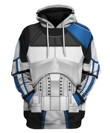 Star Wars Hoodie Captain Rex Costume Star Wars Cosplay T-Shirt White Blue Unisex Adults