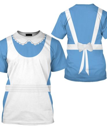 Disney T-Shirt Character Alice In Wonderland Costume T-Shirt White Blue Unisex Adults New Release