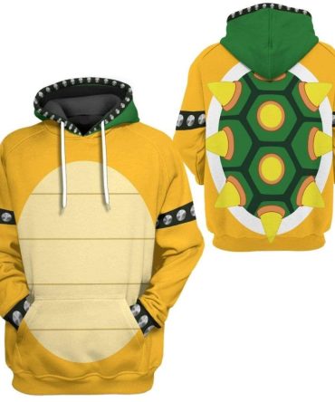 Super Mario Costume Hoodie Game Character Bowser Costume Hoodie Yellow Unisex Adults