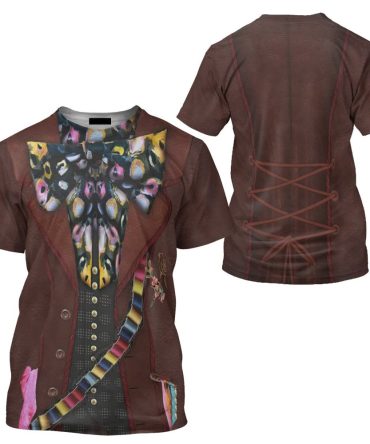 Disney T-Shirt Mad Hatter Live Action Alice In Wonderland Costume T-Shirt Brown Unisex Adults New Release