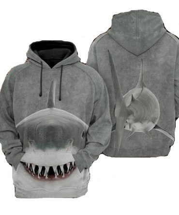 Shark Hoodie Funny Shark Costume With Back Tail Grey Hoodie Shark Week'S Gift Adult Unisex