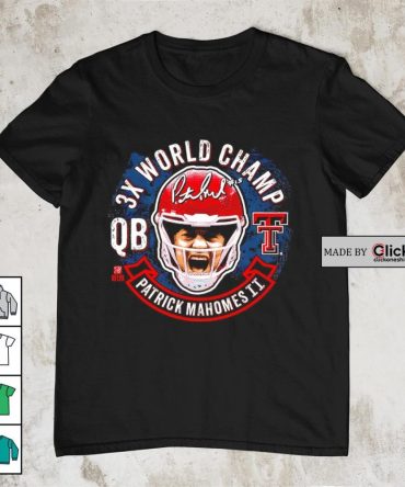 3X World Champions Patrick Mahomes Ii Qb Signature Head Shirt
