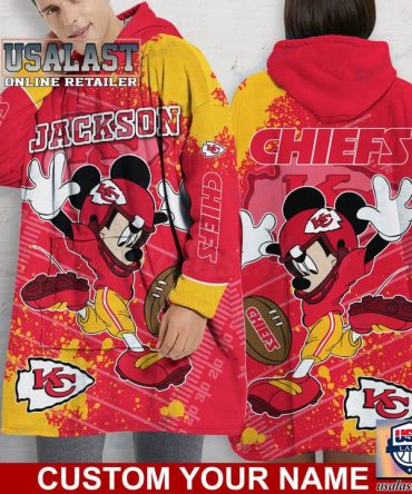 New Personalized Kansas City Chiefs Mickey Mouse Snug Hoodie