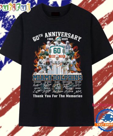 60Th Anniversary 1965-2025 Miami Dolphins Thank You For The Memories Vintage T Shirt