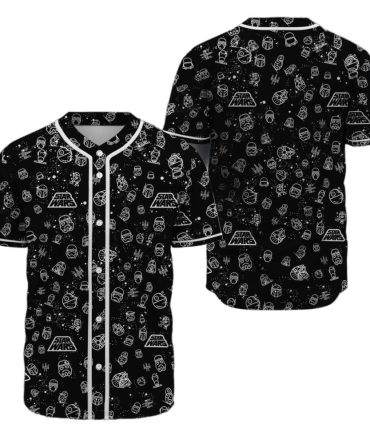Star Wars Galactic Baseball Jersey - Iconic Black & White Print For Fans