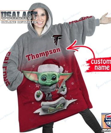 New Personalized Atlanta Falcons Nfl Baby Yoda Snug Hoodie Blanket