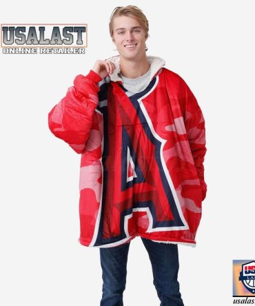 Los Angeles Angels Camo Fleece Oodie, Blanket Hoodie Hooded Blanket