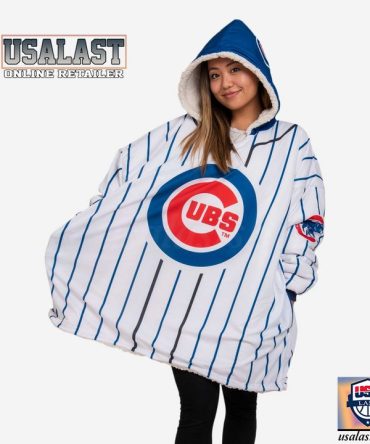 New Chicago Cubs Blue Stripe Blanket Hoodie Hoodie Blanket