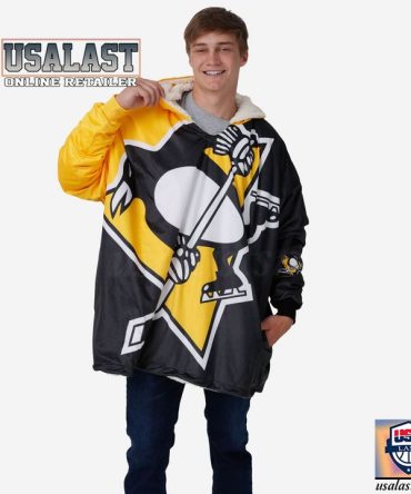 New Nhl Pittsburgh Penguins Big Logo Blanket Hoodie Hoodie Blanket