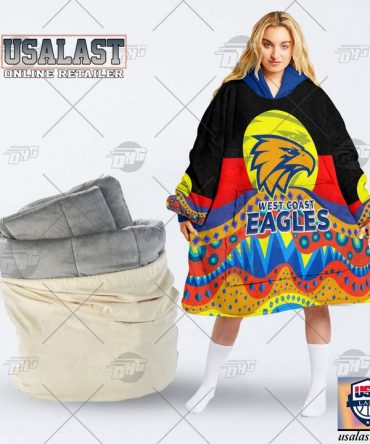 Afl West Coast Eagles Lover Aboriginal Flag Indigenous Blanket Hoodie Hoodie Blanket