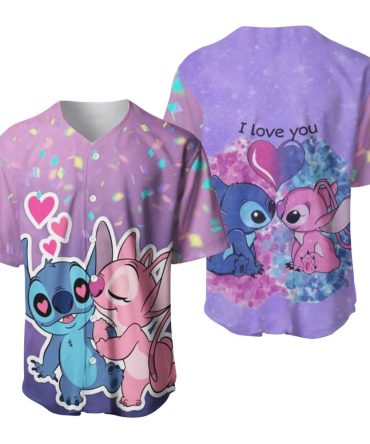 Romantic Cartoon Couple Shirt – Cute I Love You Graphic Button-Up Top For Fans
