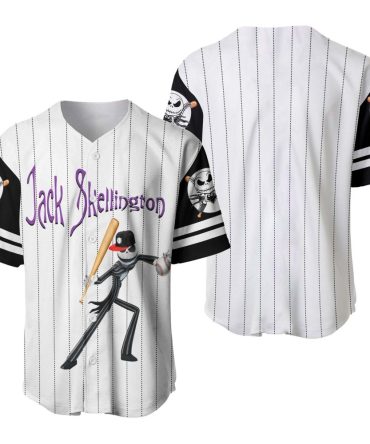 Jack Skellington Baseball Jersey – Unique Striped Sporty Tee For Fans , Limited Edition