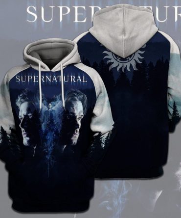 Supernatural T-Shirt Dean And Sam Winchester Supernatural Logo Blue T-Shirt Hoodie