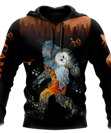 Bigfoot Camping T-Shirt Bigfoot Dark Tree Forest Hoodie Adult