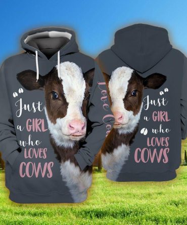 Cow Shirt Cow Just A Girl Who Loves Cow Farmer Grey Hoodie Cow Hoodie