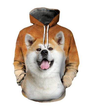 Dog Hoodie Akita Dog Front And Back Hoodie Brown Unisex
