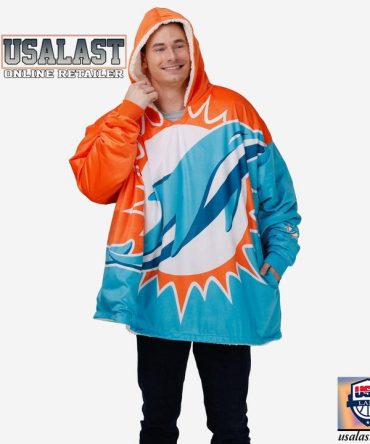 New Nfl Miami Dolphins Big Logo Blanket Hoodie Hoodie Blanket