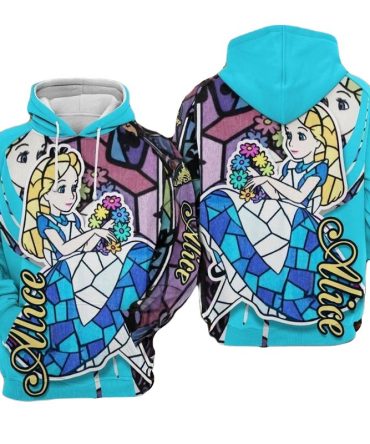 Aiw Hoodie Alice Stained Glass Graphic Hoodie Blue Unisex
