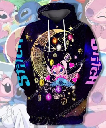Las T-Shirt Stitch And Angel Moon T-Shirt Disney Stitch Hoodie