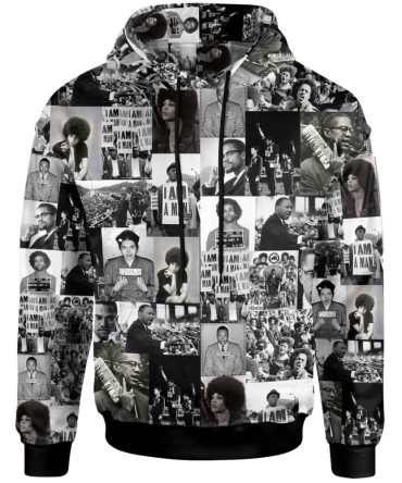 Africa American Hoodie Black Power Civil Right Leader Hoodie Black White Unisex