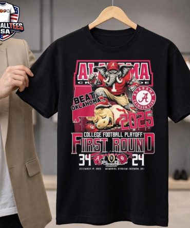Alabama Beat Oklahoma 2025 College Football Playoff First Bound 34-24 Mascot T-Shirt