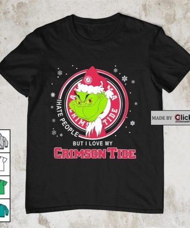 Alabama Crimson Tide Santa Grinch I Hate People But I Love My Crimson Tide Christmas Shirt