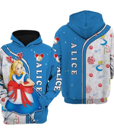 Aiw Hoodie Alice Celebration Christmas Pattern Hoodie Blue White Unisex